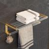 Bathroom Hardware Set, Gold Bath Accessories Wall Mounted Towel Rack,Towel Bar,Toilet Brush,Towel Hooks,Paper Holder,Double Bars view 3