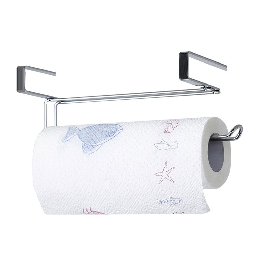 Stainless Steel Paper Towel Rack Wall Mounted Hanging L-Shaped Paper Towel Holder for Kitchen Bathroom Door Cabinet Hangers