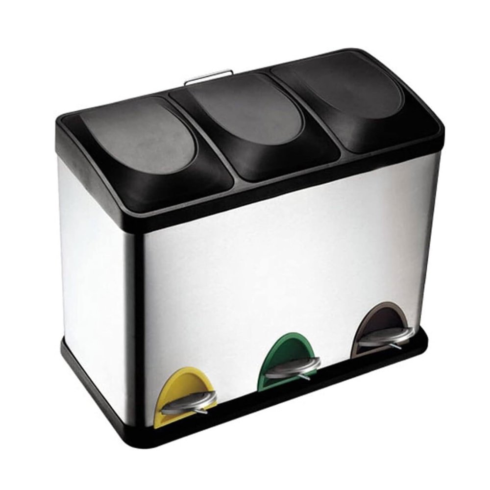 ALLC Kitchen Trash Can Trash Can with Pedal Trash Can 3 Inner Barrel Square Trash Can with Cover Indoor/Outdoor Garbage Sorting Bin Garbage Can for Bedroom Office Living Room