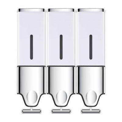 EHORIA 3-in-1 Quadrate Dispensers for The Shower,Shower soap Dispenser,Conditioner Dispenser, Shampoo Dispenser,No Drilled Wall Mounted Distributor,Hotel,Bathroom,Home