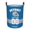 Detroit Laundry Hamper, Personalized Football Style Laundry Basket, Custom Name and Number Collapsible Storage Basket with Handle Gift for Bedroom Bathroom view 1