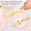 TUKDAK Personalized Cake Cutting Set for Wedding, Gold Knife and Server Set with Stainless Steel Serrated Edges & Wood Handles, Engraved Pie Spatula Anniversary Christmas Gift (Original Oak) view 2