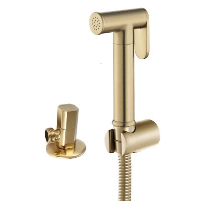 Bidet Sprayer for Toilet, Handheld Cloth Diaper Sprayer, Bathroom Jet Sprayer Kit Spray Attachment with Hose and Shower Angle Valve,Titanium Gold (Color : Brushed Gold)