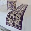 The HomeCentric King/Queen/Twin Purple Designer King 90"x18" Bed Runner with 2 Pillow Cover, Floral, Velvet Bed Scarf on Velvet Fabric - Plum Petal view 1