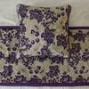 The HomeCentric King/Queen/Twin Purple Designer King 90"x18" Bed Runner with 2 Pillow Cover, Floral, Velvet Bed Scarf on Velvet Fabric - Plum Petal view 2