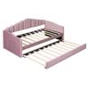 JIVOIT Elegant Design Upholstered Daybed, Twin Size Upholstered Daybed with Trundle, Velvet Sofabed with 2 Large Pockets, Backrest and Wood Slat Support (Pink-Velvet Sofabed) view 4