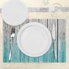Ambesonne Rustic Place Mats Set of 8, Wood Panels Background Digital Tones Effect Country House Art Image, Washable Fabric Placemats for Dining Table, Placemat 8 pcs, Teal Grey view 3