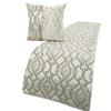 The HomeCentric King/Queen/Twin Ivory & Silver Decorative Twin 53"x18" Bed Runner with 2 Pillow Cover, Lattice & Quilted Bed Scarf on Jacquard Silk Fabric - Ivory Delicacy view 1