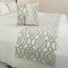 The HomeCentric King/Queen/Twin Ivory & Silver Decorative Twin 53"x18" Bed Runner with 2 Pillow Cover, Lattice & Quilted Bed Scarf on Jacquard Silk Fabric - Ivory Delicacy view 4