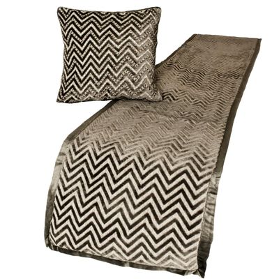 The HomeCentric King Queen Twin Grey Decorative Twin 53"x18" Bed Runner with 2 Pillow Cover, Crystals Bed Scarf on Velvet Fabric - Grey Crystal Chevy