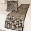 The HomeCentric King Queen Twin Grey Decorative Twin 53"x18" Bed Runner with 2 Pillow Cover, Crystals Bed Scarf on Velvet Fabric - Grey Crystal Chevy view 4