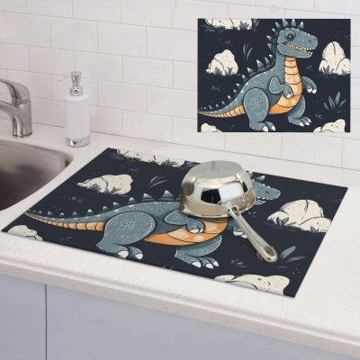 Funny dragon Dish Drying Mat Large 18"x 24" Dishes Drainer Mats for Kitchen Counter Super Absorbent Quick Drying Coffee Mat Dish Rack Pad,Rack Tableware Mat