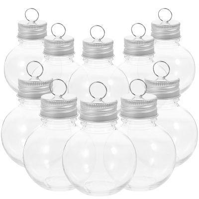 Unomor 10pcs Christmas Spherical Bottle Portable Clear Bottles Transparent Milk Bottles Travel Empty Bottles Outdoor Milk Bottles Yogurt Containers Empty Bulb Shaped Bottle