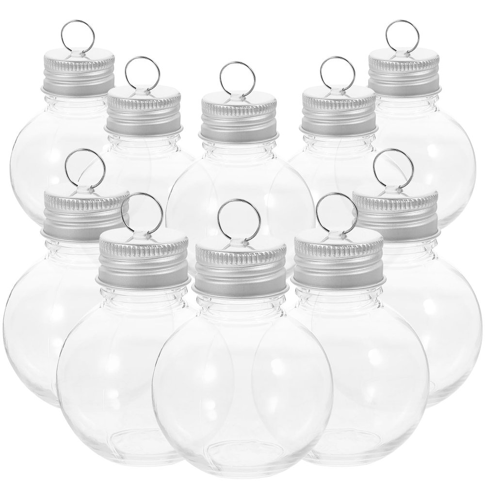 Unomor 10pcs Christmas Spherical Bottle Portable Clear Bottles Transparent Milk Bottles Travel Empty Bottles Outdoor Milk Bottles Yogurt Containers Empty Bulb Shaped Bottle
