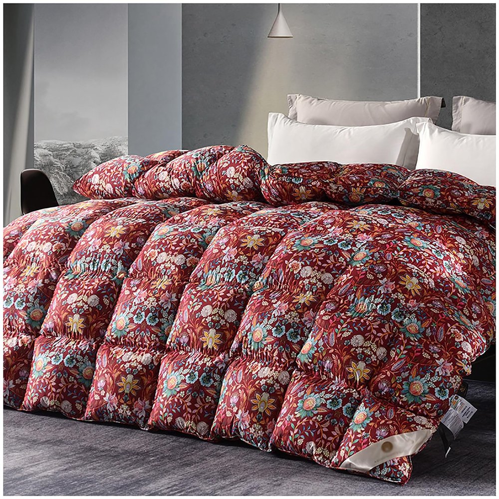 ZTGL Fluffy Lightweight Warm Duvet 95% Goose Down Fiber Comforter Queen Size Duvet Insert, Luxurious Skin-Friendly Soft Cotton Cover, All-Season Down Quilt King Comforter,T,200x230cm(2000g)