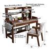 Home Office Computer Desk with Hutch,Solid Wood Writing Desk with Drawers and Bookshelf,Study Study Desk PC Table Workstation for Bedroom,Small Spaces(120x60x83cm(47x24x33inch), Walnut) view 2