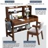 Home Office Computer Desk with Hutch,Solid Wood Writing Desk with Drawers and Bookshelf,Study Study Desk PC Table Workstation for Bedroom,Small Spaces(120x60x83cm(47x24x33inch), Walnut) view 3
