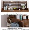 Home Office Computer Desk with Hutch,Solid Wood Writing Desk with Drawers and Bookshelf,Study Study Desk PC Table Workstation for Bedroom,Small Spaces(120x60x83cm(47x24x33inch), Walnut) view 4