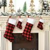 FINNUU Christmas Decoration Red and Black Plaid Plush Christmas Stocking Hanging Gift Gift Candy Bag Pendant view 2