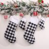 FINNUU Christmas Decoration Red and Black Plaid Plush Christmas Stocking Hanging Gift Gift Candy Bag Pendant view 3