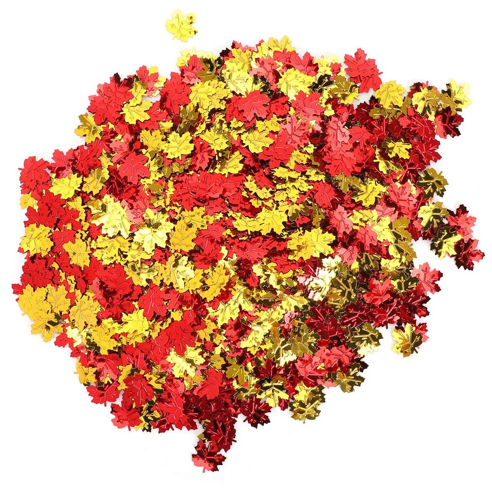 100g 0.8in Maple Leaf Confetti Thanksgiving Glitter Maple Leaf Paillettes Autumn Party Glitter Sequin Table Decorations for Thanksgiving Day for Gift to Home Decor