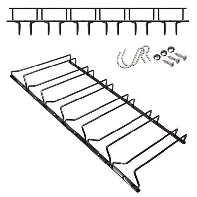 MObyat Metal Wine Glass Rack, Black Stainless Steel Stemware Rack, Glass Storage Hanger Organizer, 1/2/3/4/5/6/7 Rows, for Bar Counter, Kitchen, Screws Included (Size : 6 Rows(66.5X30CM/26.2X11.8IN))