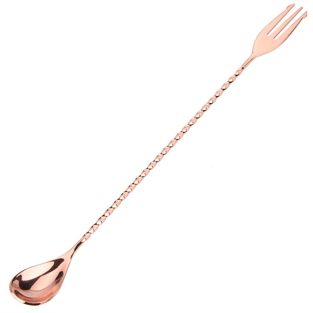Bar Spoon Stainless Steel Mixing Spoon Cocktail Spoon Spiral Pattern Bar Cocktail Shaker Spoon with Long Handle Bar Mixing Spoon Beverage Coffee Mixing Layering Tool (Rose)