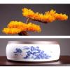 Artificial Bonsai Tree Artificial Bonsai Juniper Tree Potted Faux Japanese Pine Bonsai Yellow Leaves Simulation Zen Garden Fake Plant Artificial Bonsai Tree for Home Office Showcase Indoor Dcor Deskt view 3