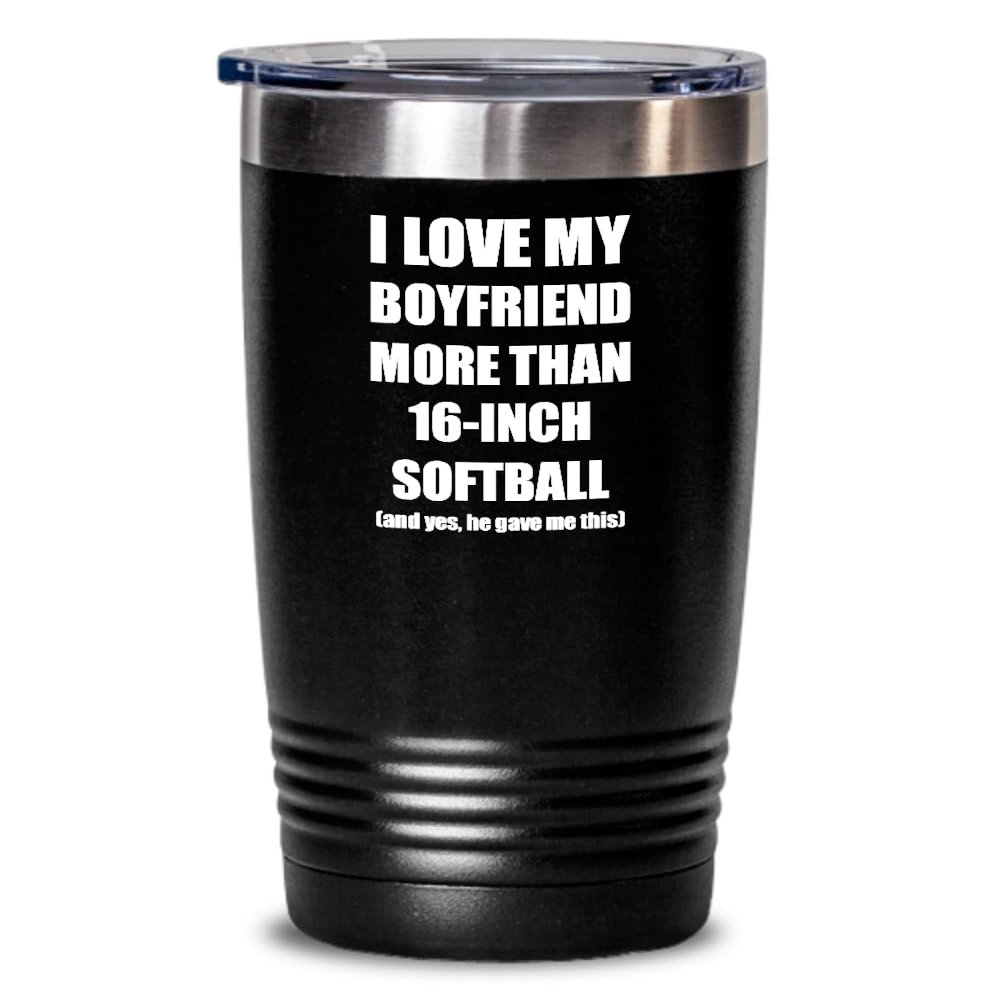 16-inch Softball Girlfriend Tumbler Funny Gift For My Gf Lover From Boyfriend Coffee Tea Insulated Cup With Lid Black 20 Oz