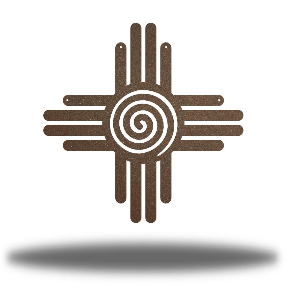 Riverside Designs Zia Sun Metal Wall Art Steel Outdoor Decor (Rust, 18" L x 18" W)