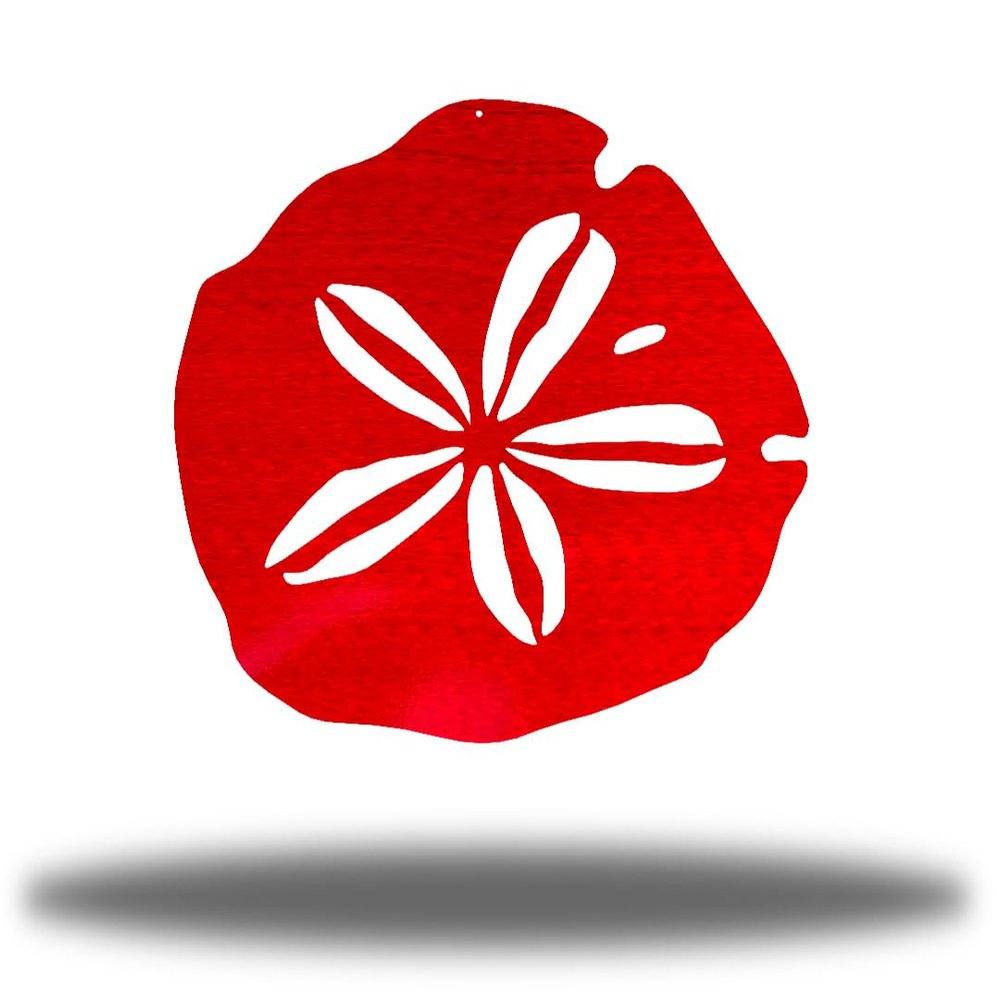 Riverside Designs Coastal Sand Dollar Ocean Beach Metal Art Steel Wall Dcor (18", Red)