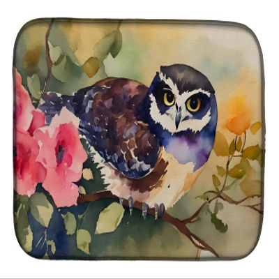 Caroline's Treasures DAC3268DDM Spectacled Owl Dish Drying Mat Absorbent Dish Drying Mat Pad for Kitchen Counter Dish Drainer Mat for Countertop, 14 x 21", Multicolor