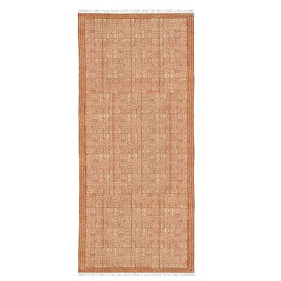 2.6x6 Runner Area Rug Kilim Rug Handmade Boho Rug Moroccan Rug Orange Red Cotton Rug Thick 0.19 inches Easy Washable Rug Flatweave Rugs for Small Bedroom Runner Kitchen Runner Hallway Stair Runner