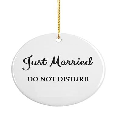 Honeymoon Do Not Disturb Door Hanger, Just Married Ceramic Door Hanger, 2.75 inch Round Wedding Shower Gift, Bridal Shower Gift