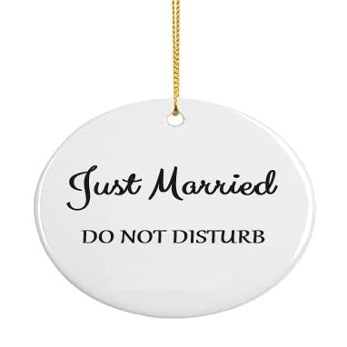 Honeymoon Do Not Disturb Door Hanger, Just Married Ceramic Door Hanger, 2.75 inch Round Wedding Shower Gift, Bridal Shower Gift