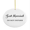 Honeymoon Do Not Disturb Door Hanger, Just Married Ceramic Door Hanger, 2.75 inch Round Wedding Shower Gift, Bridal Shower Gift view 1