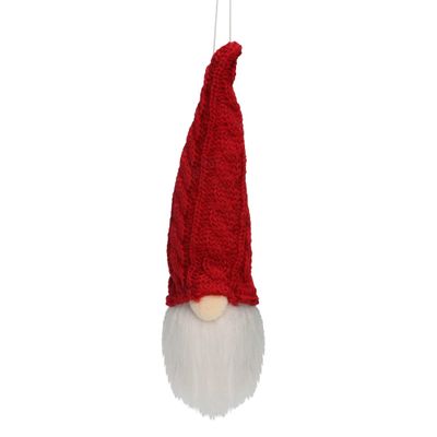 6.25" Gnome with Hat Hanging Christmas Ornament Grey Natural Fibers Polyester Includes Hardware