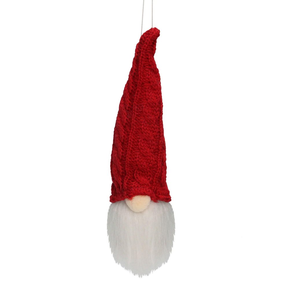 6.25" Gnome with Hat Hanging Christmas Ornament Grey Natural Fibers Polyester Includes Hardware