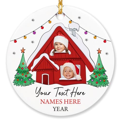 Christmas House Ornament 2026, Personalized Face Baby Photo Ornament, Gifts for Kids Girls Boys, Funny Custom Face Picture Baby Xmas Tree Decor, House Merry Christmas Ornament, Baby's Xmas Gifts