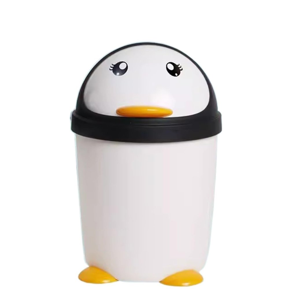 WAOCEO Trash Cans Wastebasket Cartoon Penguin Trash Can Kitchen Large with Lid Living Room Bedroom Cute Creative Rubbish Bin Kitchen Bathroom Rubbish Bin