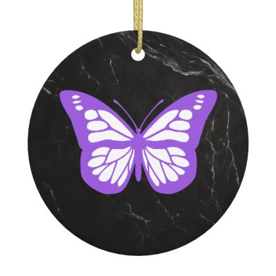Alzheimer's Disease Awareness Christmas Pendant Round Double Sided Ceramics Decoration Pendant, Funny Commemorative Ornaments & Gift 1 Piece