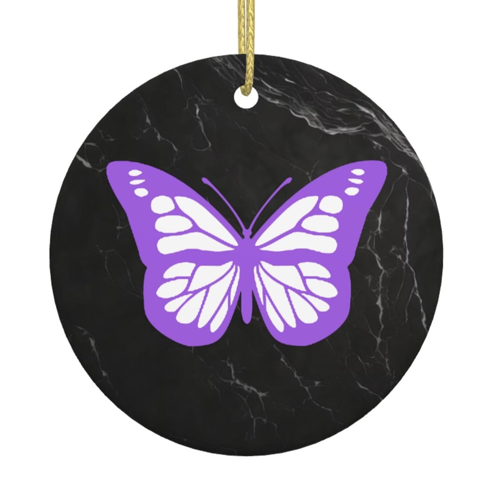 Alzheimer's Disease Awareness Christmas Pendant Round Double Sided Ceramics Decoration Pendant, Funny Commemorative Ornaments & Gift 1 Piece