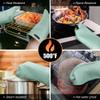 Rorecay 6pcs Oven Mitts and Pot Holders Sets Heat Resistant 500 Degrees, Extra Long Silicone Oven Gloves Non-Slip Potholders Hot Pads for Kitchen Baking Cooking, Quilted Liner, Bermuda Teal view 4