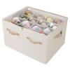 TOPIA HOME Shoe Organizer for Closet, Foldable Shoe Box with Adjustable Dividers and Clear Cover, Space Saving Shoe Storage Organizer Cabinet with Reinforced Handles, Fits 16 Pairs, Beige TP09Y view 1