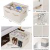 TOPIA HOME Shoe Organizer for Closet, Foldable Shoe Box with Adjustable Dividers and Clear Cover, Space Saving Shoe Storage Organizer Cabinet with Reinforced Handles, Fits 16 Pairs, Beige TP09Y view 3