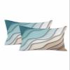 Decorative Throw Pillow Covers 20x12 Set of 2 Ombre Stripes Turquoise Brown Linen Indoor Outdoor Pillow Covers for Couch Sofa Abstract Striped Soft Double-Sided Cushion Covers Cases for Home Decor view 1