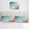 Decorative Throw Pillow Covers 20x12 Set of 2 Ombre Stripes Turquoise Brown Linen Indoor Outdoor Pillow Covers for Couch Sofa Abstract Striped Soft Double-Sided Cushion Covers Cases for Home Decor view 3