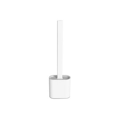 MOOWI Toilet Brush Toilet Brush Holder Wall-Mounted Silicone Toilet Bowl Brush Household Bathroom Toilet Cleaning Brush 360 No Dead Angle Brush Set Bathroom Brush and Holder (Color : White)