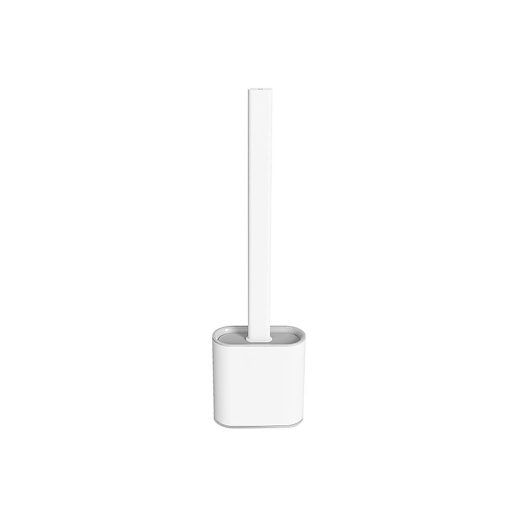 MOOWI Toilet Brush Toilet Brush Holder Wall-Mounted Silicone Toilet Bowl Brush Household Bathroom Toilet Cleaning Brush 360 No Dead Angle Brush Set Bathroom Brush and Holder (Color : White)