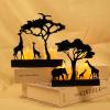 Black Metal Animal Candle Holder,Elephant and Giraffe in The Forest Silhouette Decor,Wedding Holiday Party Metal Candle Holder for Table (Elephant and Giraffe Style) view 2